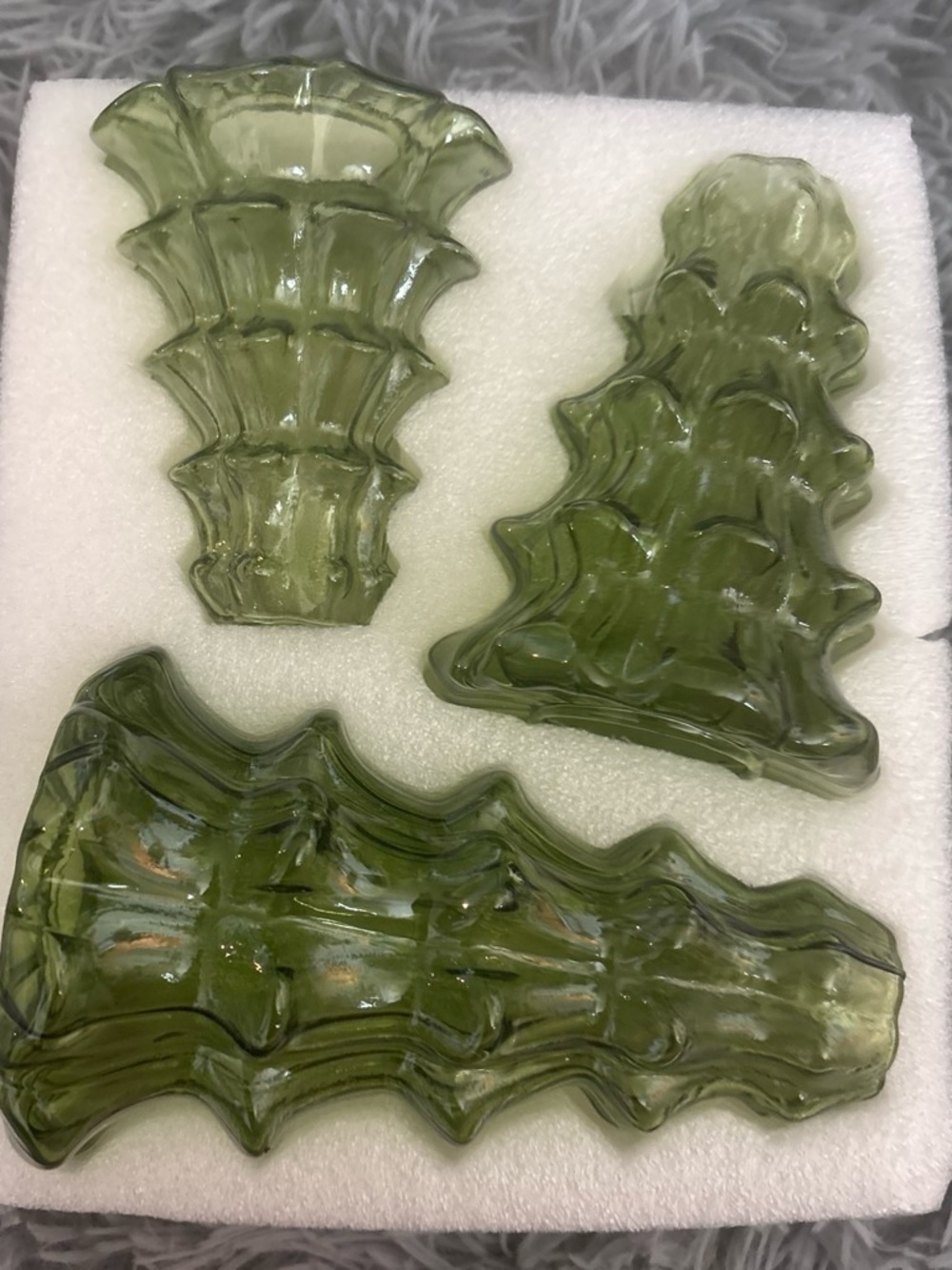 Olive Green Glass Wall Accent Set - Home Art